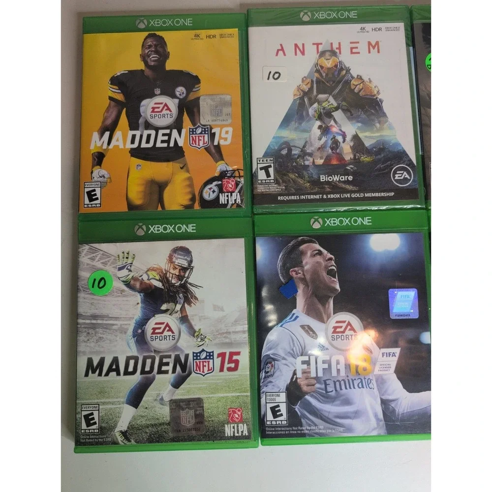 Mixed Lot Of 8 Xbox One Games Madden 15 19 Anthem Titanfall 2 FIFA 18 Ronaldo Ed